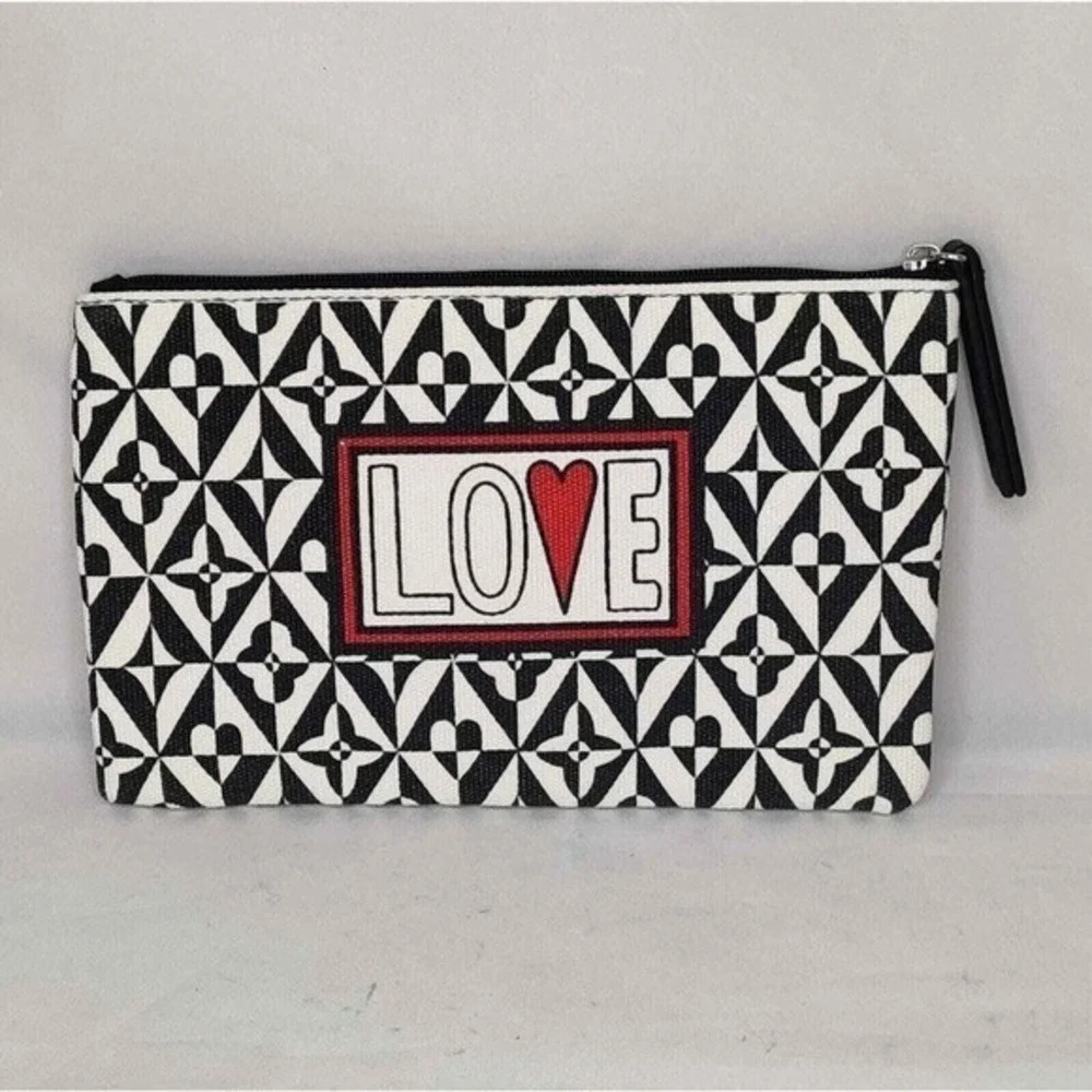 Brighton Love Makeup‎ Cosmetic Bag Black And White Canvas Valentine's Day